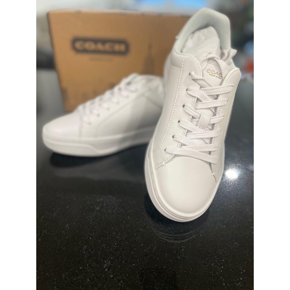 NWT Coach High Line Leather Sneaker Optic White 7.5B Low Top CW971